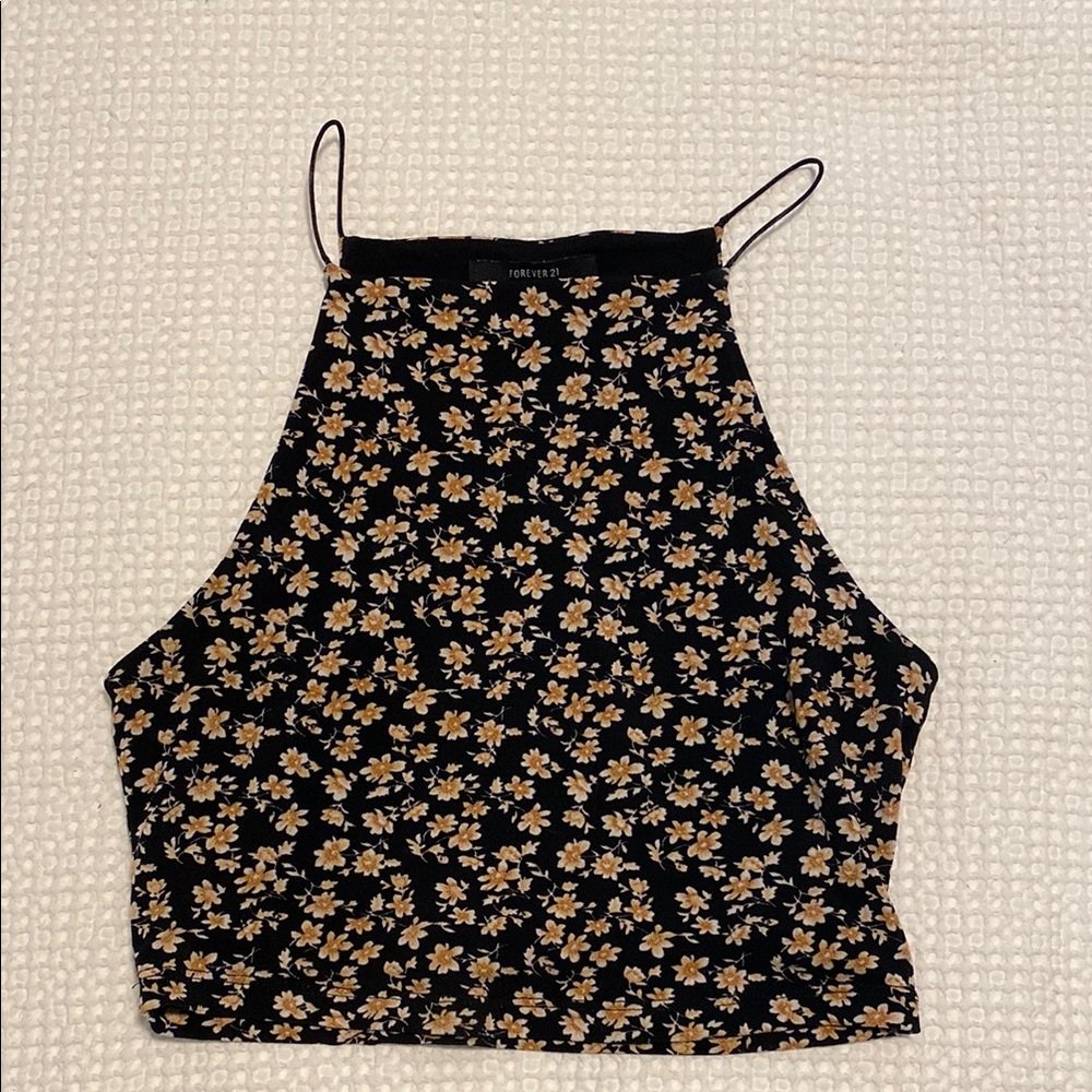 Floral Black and Yellow Women's Top